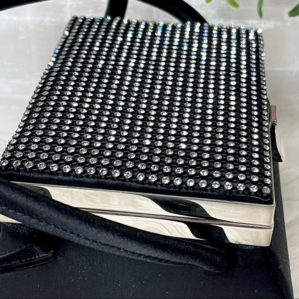 ๐๐SOLD๐๐LA REGALE EVENING BAG vintage UNIQUE CRYSTAL topped SQUARE shaped - Picture 12 of 14